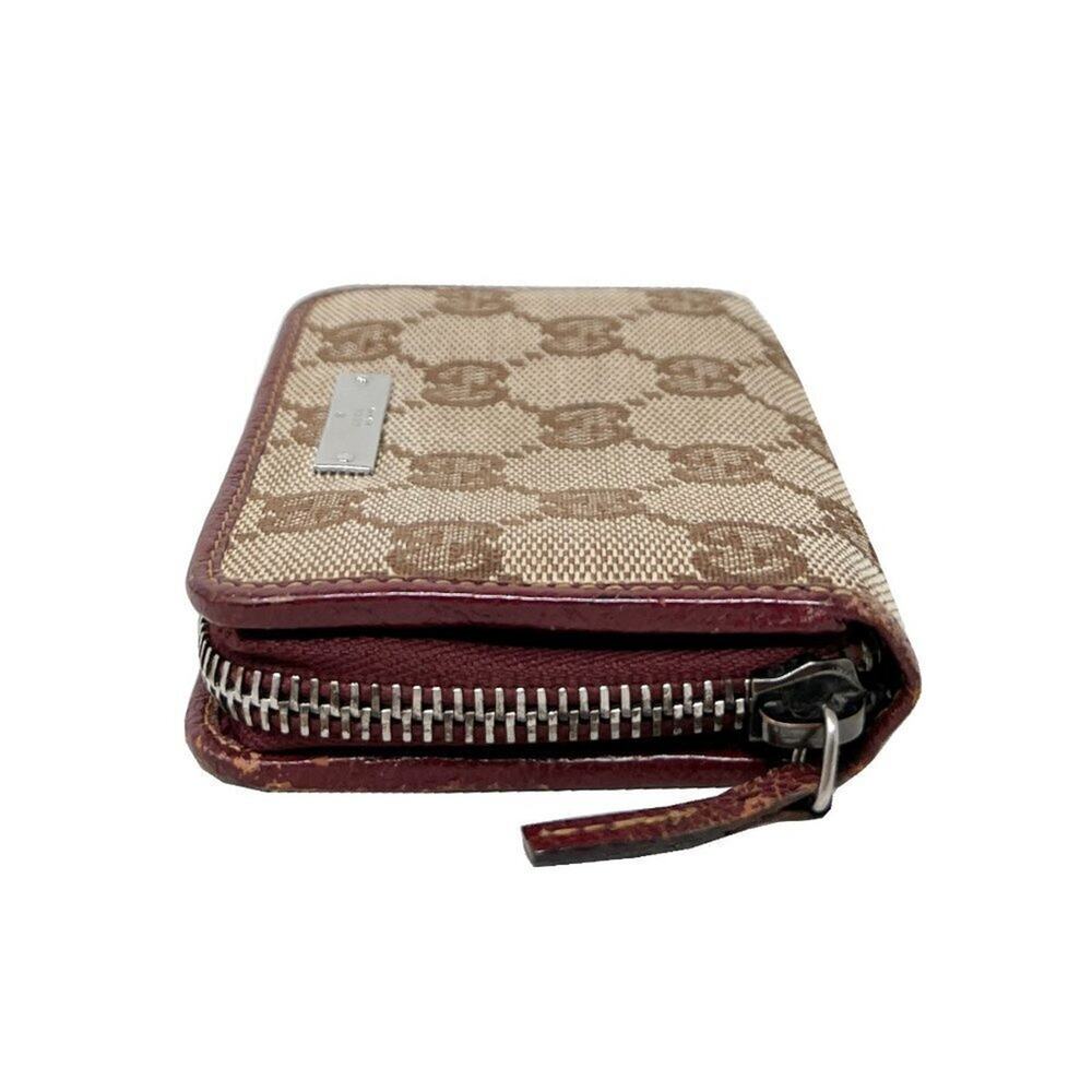 Gucci GG‎ Supreme Canvas Burgundy Trim Small Zip Wallet - Picture 2 of 8